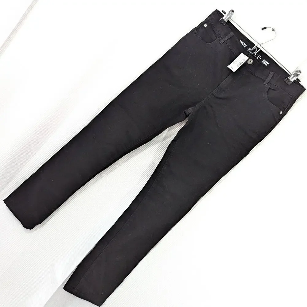 NWT@$97! THE CHILDRENS PLACE! RICH BLACK DENIM STRETCH SKINNY JEANS! SZ 18